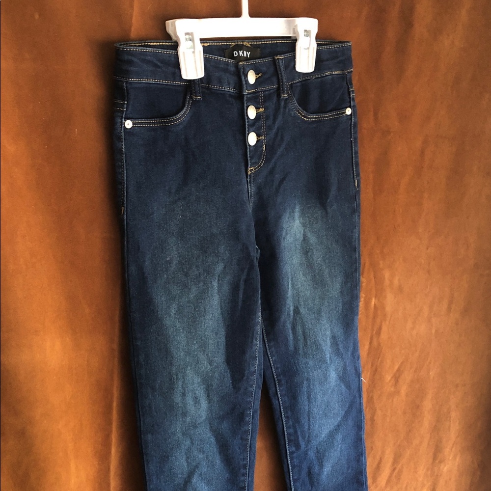 DKNY Women's High-Rise Indigo Button-Fly Jeans